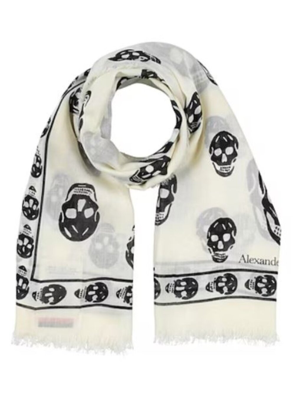 Alexander McQueen Skull Scarf Ivory Black